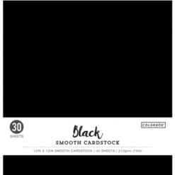 Colorbok 78lb Smooth Cardstock 12"X12" 30/Pkg-Black