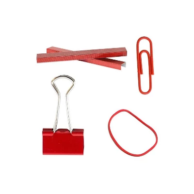 JAM Paper Desk Supply Assortment Red 1 Rubber Bands 1 Small Binder Clips 1 Staples & 1 Small Paper 1 JAM Paper Desk Supply Assortment Red 1 Rubber Bands 1 Small Binder Clips 1 Staples & 1 Small Paper
