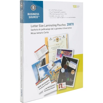 Business Source Laminating Pouch Ltr 3Mil 9"x11-1/2" 100/BX Clear 20870 2 Business Source Laminating Pouch Ltr 3Mil 9"x11-1/2" 100/BX Clear 20870 - Image 2
