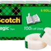 Scotch 810 Magic Tape, 0.75 X 1296 Inch, Matte Clear, Pack Of 6
