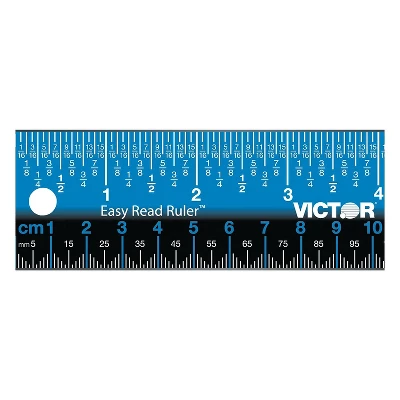 Victor Easy Read Stainless Steel Ruler Standard/Metric 12" Blue EZ12SBL 2 Victor Easy Read Stainless Steel Ruler Standard/Metric 12" Blue EZ12SBL - Image 2