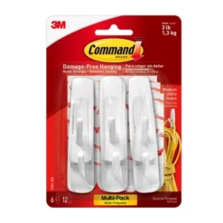 3M® Command⢠Medium Utility Hooks Multi-Pack, 6 Per Pack, 3 Packs