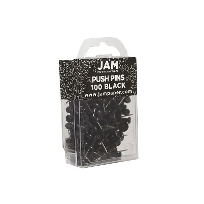 JAM Paper Colored Pushpins Black Push Pins 2 Packs Of 100 222419046A 1 JAM Paper Colored Pushpins Black Push Pins 2 Packs Of 100 222419046A