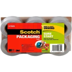 Scotch Sure Start Shipping Packaging Tape, 1.88 X 900 Inches, Clear, Pack Of 6