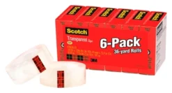 Scotch 600 Transparent Tape, 0.75 X 1296 Inches, Glossy, Pack Of 6