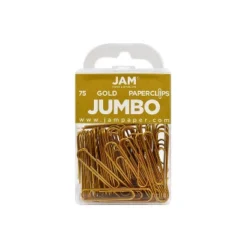 JAM Paper Colored Jumbo Paper Clips Large 2 Inch Gold Paperclips 21832060A