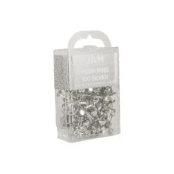 JAM Paper Colored Pushpins Silver Push Pins 2 Packs Of 100 (222419054A)
