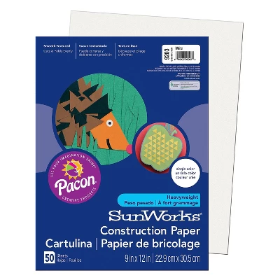 Pacon SunWorks 9" X 12" Construction Paper White 50 Sheets/Pack 10 Packs (PAC9203-10) 1 Pacon SunWorks 9" X 12" Construction Paper White 50 Sheets/Pack 10 Packs (PAC9203-10)