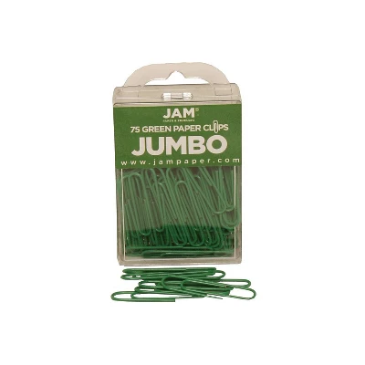 JAM Paper Jumbo Paper Clip Green 3 Packs Of 75(42186878B) 1 JAM Paper Jumbo Paper Clip Green 3 Packs Of 75(42186878B)