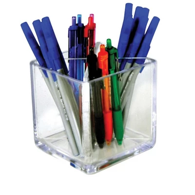 Azar Displays 4" Cube Pencil Holder With Divider 1 Azar Displays 4" Cube Pencil Holder With Divider