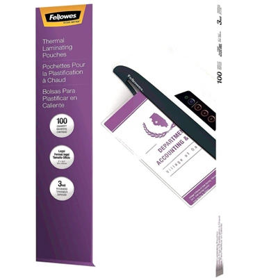 Fellowes Inc Laminating Pouches 3mil Lgl 100/PK Clear 52455 1 Fellowes Inc Laminating Pouches 3mil Lgl 100/PK Clear 52455