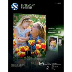 Hp Everyday Photo Paper Glossy 5 X7 60 Sheets/Pack CH097A