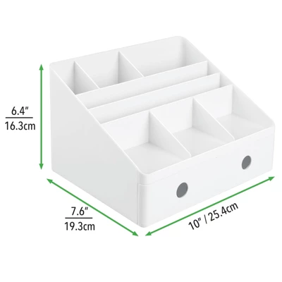 MDesign Large Plastic Divided Home Office Desk Organizer With 2 Drawers - White 2 MDesign Large Plastic Divided Home Office Desk Organizer With 2 Drawers - White - Image 2
