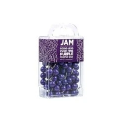 JAM PAPER Round Head Push Pins Purple 100/Pack (346RTPU)