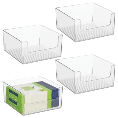 MDesign Plastic Home Office Storage Bin Container, Desk Organizer, 4 Pack 9 MDesign Plastic Home Office Storage Bin Container, Desk Organizer, 4 Pack - Image 9