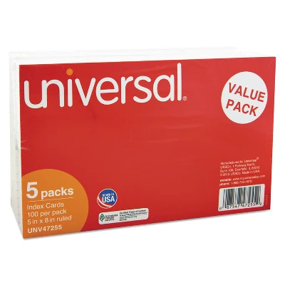 UNIVERSAL Ruled Index Cards 5 X 8 White 500/Pack 47255 2 UNIVERSAL Ruled Index Cards 5 X 8 White 500/Pack 47255 - Image 2
