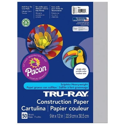 Pacon Tru-Ray 9" X 12" Construction Paper Gray 50 Sheets/Pack 10 Packs (PAC103027-10) 1 Pacon Tru-Ray 9" X 12" Construction Paper Gray 50 Sheets/Pack 10 Packs (PAC103027-10)