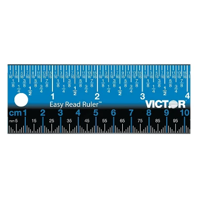 Victor Easy Read Stainless Steel Ruler Standard/Metric 18" Blue EZ18SBL 2 Victor Easy Read Stainless Steel Ruler Standard/Metric 18" Blue EZ18SBL - Image 2