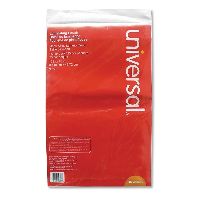 Universal Clear Laminating Pouches 3 Mil Menu 18 X 12 25/Pack 84640 2 Universal Clear Laminating Pouches 3 Mil Menu 18 X 12 25/Pack 84640 - Image 2