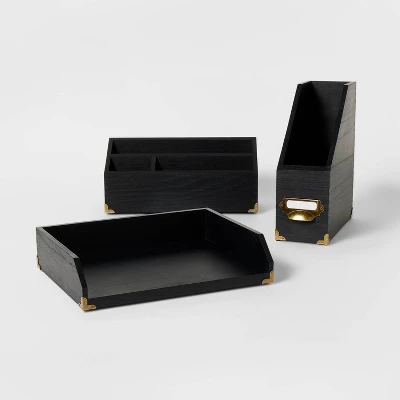 Wood Desktop Storage Unit Black - Threshold™ 3 Wood Desktop Storage Unit Black - Threshold™ - Image 3