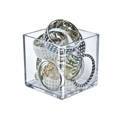 Azar Displays 5" Deluxe Clear Acrylic Square Cube Bin For Counter, 2-Pack 1 Azar Displays 5" Deluxe Clear Acrylic Square Cube Bin For Counter, 2-Pack