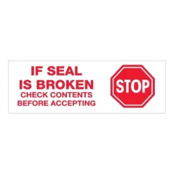 Tape Logic Pre-Printed Carton Sealing Tape "Stop If Seal Is Broken..." 2.2 Mil 2 T902P016PK