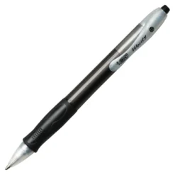 BIC Velocity Refillable Retractable Ballpoint Pen, 1 Mm Medium Tip, Black Ink/Barrel, Pack Of 12