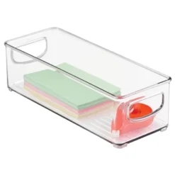 MDesign Small Plastic Office Storage Container Bin With Handles, 6 Pack - Clear -Creative Office Outlet Store GUEST 7ddc0ffa 75d3 41ae a899 3b50354c2549