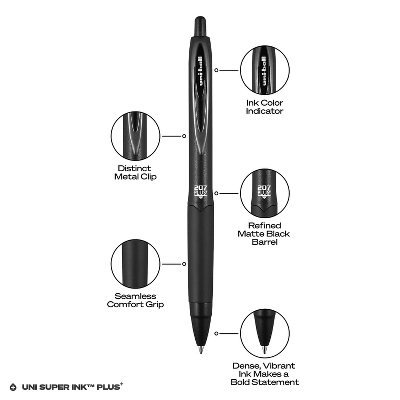 Uni-ball Uniball 207 Plus+ Retractable Gel Pens Medium Point 0.7mm Black Ink 12/Pack (70462) 6 Uni-ball Uniball 207 Plus+ Retractable Gel Pens Medium Point 0.7mm Black Ink 12/Pack (70462) - Image 6