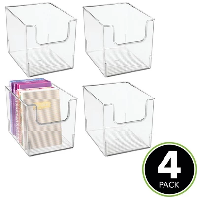 MDesign Plastic Home Office Storage Bin Container, Desk Organizer, 4 Pack 1 MDesign Plastic Home Office Storage Bin Container, Desk Organizer, 4 Pack