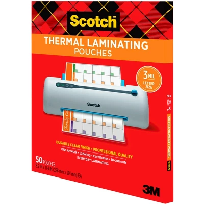 Scotch Thermal Laminating Pouch, 8-9/10 X 11-2/5 Inches, 3 Mil Thick, Pack Of 50 2 Scotch Thermal Laminating Pouch, 8-9/10 X 11-2/5 Inches, 3 Mil Thick, Pack Of 50 - Image 2