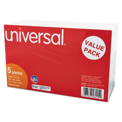 UNIVERSAL Ruled Index Cards 5 X 8 White 500/Pack 47255 1 UNIVERSAL Ruled Index Cards 5 X 8 White 500/Pack 47255