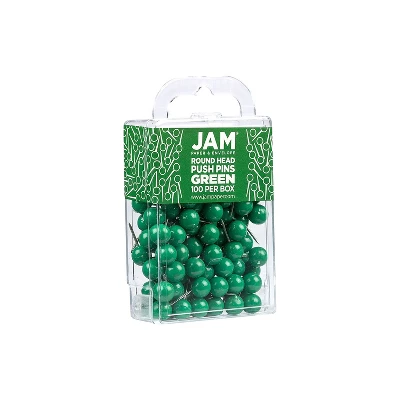 JAM PAPER Round Head Push Pins Green 100/Pack (346RTGR) 1 JAM PAPER Round Head Push Pins Green 100/Pack (346RTGR)