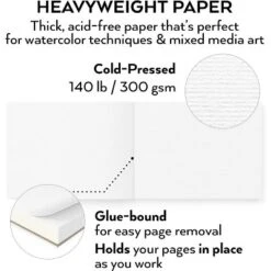 Arteza Premium Watercolor Mixed Media Pad, Heavyweight Cold-Pressed Paper, 9"x12", 32 Sheets - 2 Pack