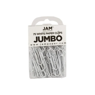 JAM Paper Colored Jumbo Paper Clips Large 2 Inch White Paperclips 2184934B 1 JAM Paper Colored Jumbo Paper Clips Large 2 Inch White Paperclips 2184934B
