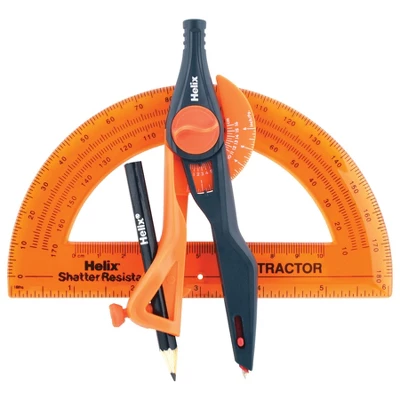 Helix Plastic Locking Compass & Protractor Set, 5 Sets 4 Helix Plastic Locking Compass & Protractor Set, 5 Sets - Image 4