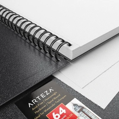 Arteza Watercolor Paper Pad, Spiral-Bound Hardcover, Black, 9"x12" - 2 Pack 4 Arteza Watercolor Paper Pad, Spiral-Bound Hardcover, Black, 9"x12" - 2 Pack - Image 4