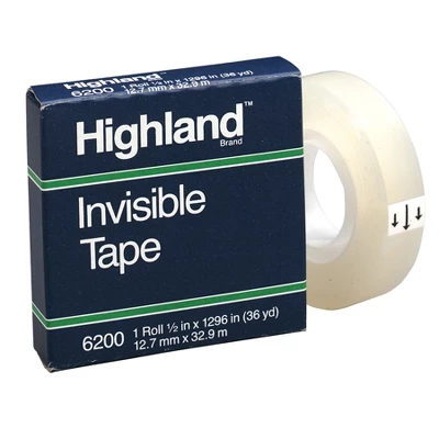 Highland Invisible Tape, 1/2" X 1296", 12 Rolls 1 Highland Invisible Tape, 1/2" X 1296", 12 Rolls