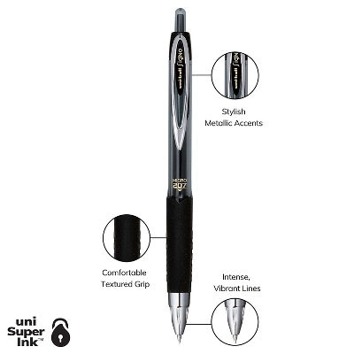 Uni-ball Signo 207 Retractable Gel Pen Black Ink 0.5mm Dozen 61255 7 Uni-ball Signo 207 Retractable Gel Pen Black Ink 0.5mm Dozen 61255 - Image 7
