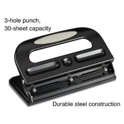 MyOfficeInnovations Circle 3-Hole Punch 30 Sheet Capacity Black (24549/33989) 572645
