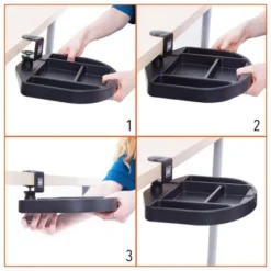 Clamp-On Desk Organizer – 13.5” Swivel Pen Tray With 4 Storage Compartments – Black – Stand Steady -Creative Office Outlet Store GUEST a12d346f 5b83 4555 a60d 181a3f975d67