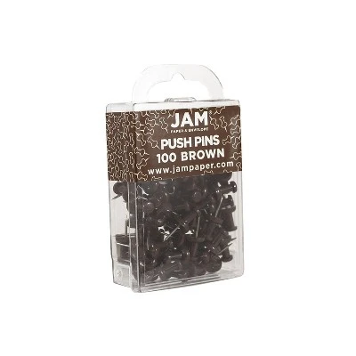 JAM Paper Colored Pushpins Chocolate Brown Push Pins 2 Packs Of 100 222419049A 1 JAM Paper Colored Pushpins Chocolate Brown Push Pins 2 Packs Of 100 222419049A