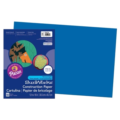 Prang® Construction Paper, Bright Blue, 12" X 18", 50 Sheets Per Pack, 5 Packs 1 Prang® Construction Paper, Bright Blue, 12" X 18", 50 Sheets Per Pack, 5 Packs