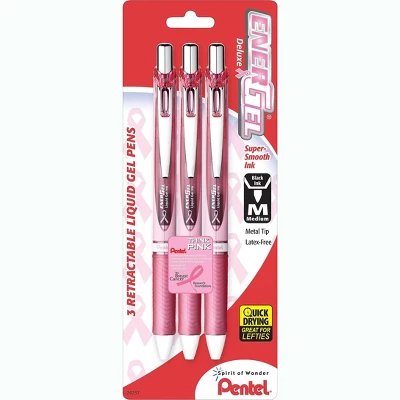 Pentel EnerGel RTX Retractable Liquid Gel Pen .7mm Pink Barrel Black Ink. 3/Pack BL77PBP3ABC 2 Pentel EnerGel RTX Retractable Liquid Gel Pen .7mm Pink Barrel Black Ink. 3/Pack BL77PBP3ABC - Image 2