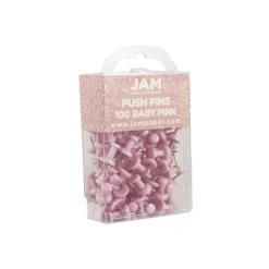 JAM Paper Colored Pushpins Baby Pink Push Pins 2 Packs Of 100 (222419048A)