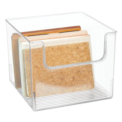 MDesign Plastic Home Office Storage Bin Container, Desk Organizer, 4 Pack 5 MDesign Plastic Home Office Storage Bin Container, Desk Organizer, 4 Pack - Image 5