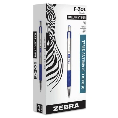 Zebra F-301 Ballpoint Retractable Pen Blue Ink Fine 27120 1 Zebra F-301 Ballpoint Retractable Pen Blue Ink Fine 27120