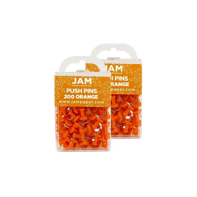 JAM Paper Colored Pushpins Orange Push Pins 2 Packs Of 100 222419052A 3 JAM Paper Colored Pushpins Orange Push Pins 2 Packs Of 100 222419052A - Image 3