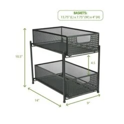 Mind Reader Metal Mesh Heavy Duty Organizer [2 TIER] Slide Out Basket Drawer For Kitchen, Bathroom, Office Desk (BLACK) -Creative Office Outlet Store GUEST b9f538a4 b4bb 43e3 89f5 0068ba9a5aee