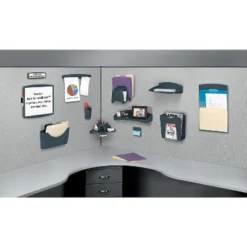 Fellowes Plastic Partition Additions Clips 1 1/4 X 1 7/8 Dark Graphite 4/Pack 75270